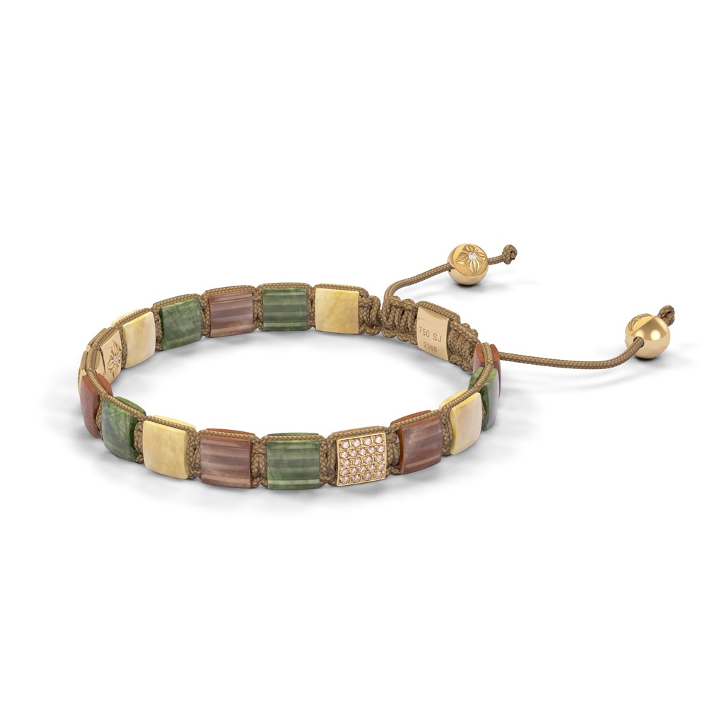 Shamballa Jewels Yellow Gold Champagne Diamond, Grey Sapphire, Yellow Sapphire & Brown Moonstone 6mm Lock Bracelet (Right View) - D225892