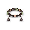 Shamballa Jewels Black & Rose Gold Green Sapphire, Brown Moonstone & Ceramic 8mm Braided Bracelet (Back View) - D226602