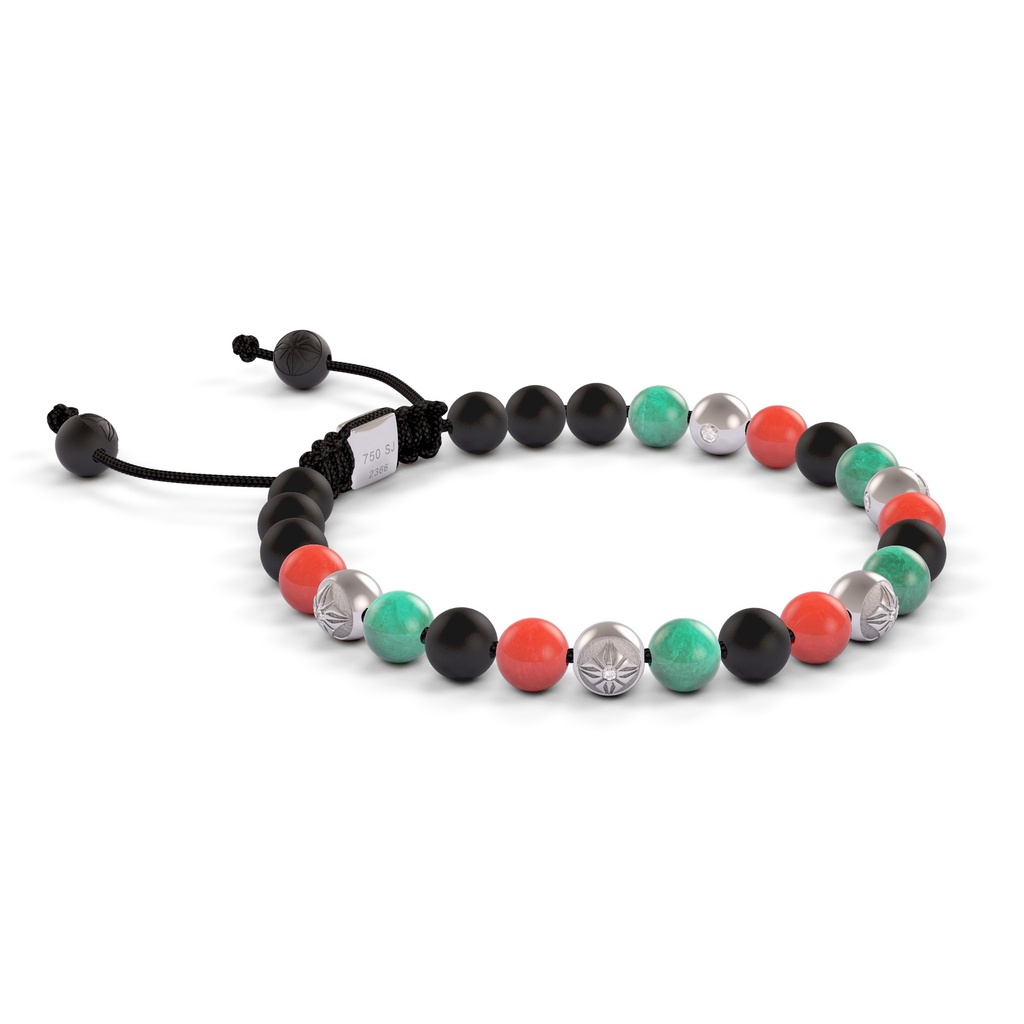 Shamballa Jewels White Gold UAE 6mm Non-Braided Shamballa Bracelet (Left View) - D242005