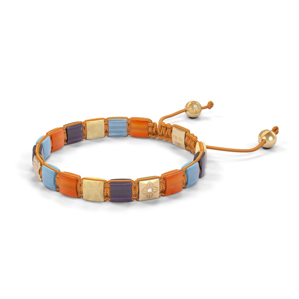 Shamballa Jewels Yellow Gold White Diamond & Mixed Semi-Precious 6mm Lock Bracelet (Right View) - D191032