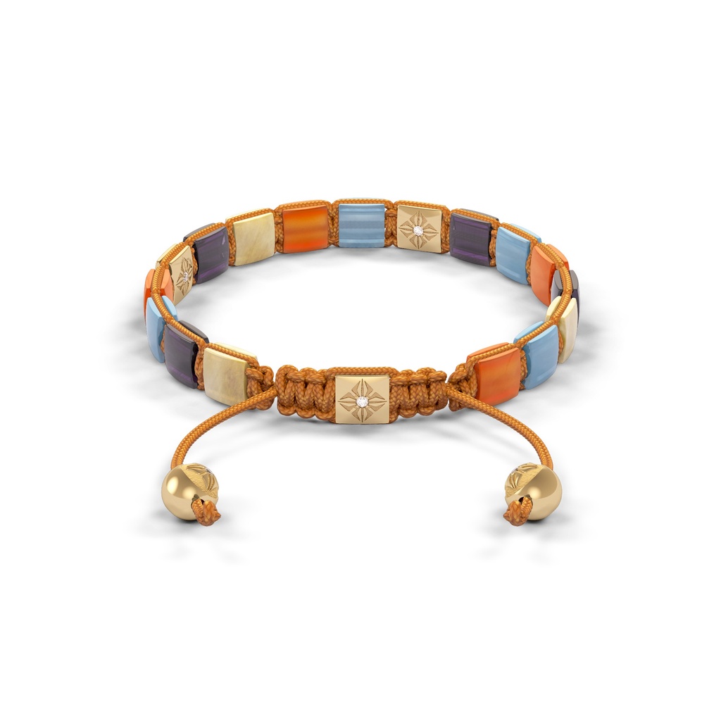 Shamballa Jewels Yellow Gold White Diamond & Mixed Semi-Precious 6mm Lock Bracelet (Back View) - D191032