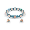 Shamballa Jewels Rose & White Gold White Diamond, Aquamarine & Emerald 8mm Braided Bracelet (Back View) - D243949