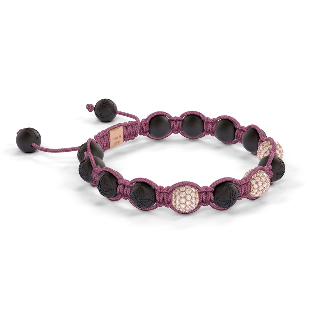 Shamballa Jewels Rose Gold White Diamond 8mm Braided Bracelet (Left View) - D243952