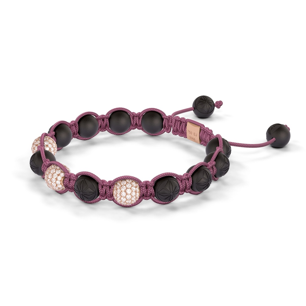 Shamballa Jewels Rose Gold White Diamond 8mm Braided Bracelet (Right View) - D243952