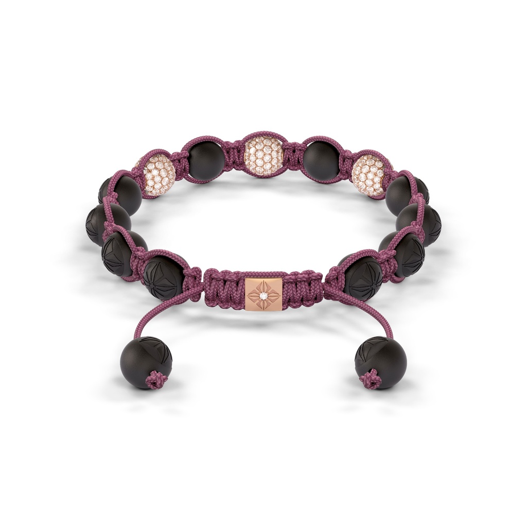 Shamballa Jewels Rose Gold White Diamond 8mm Braided Bracelet (Back View) - D243952