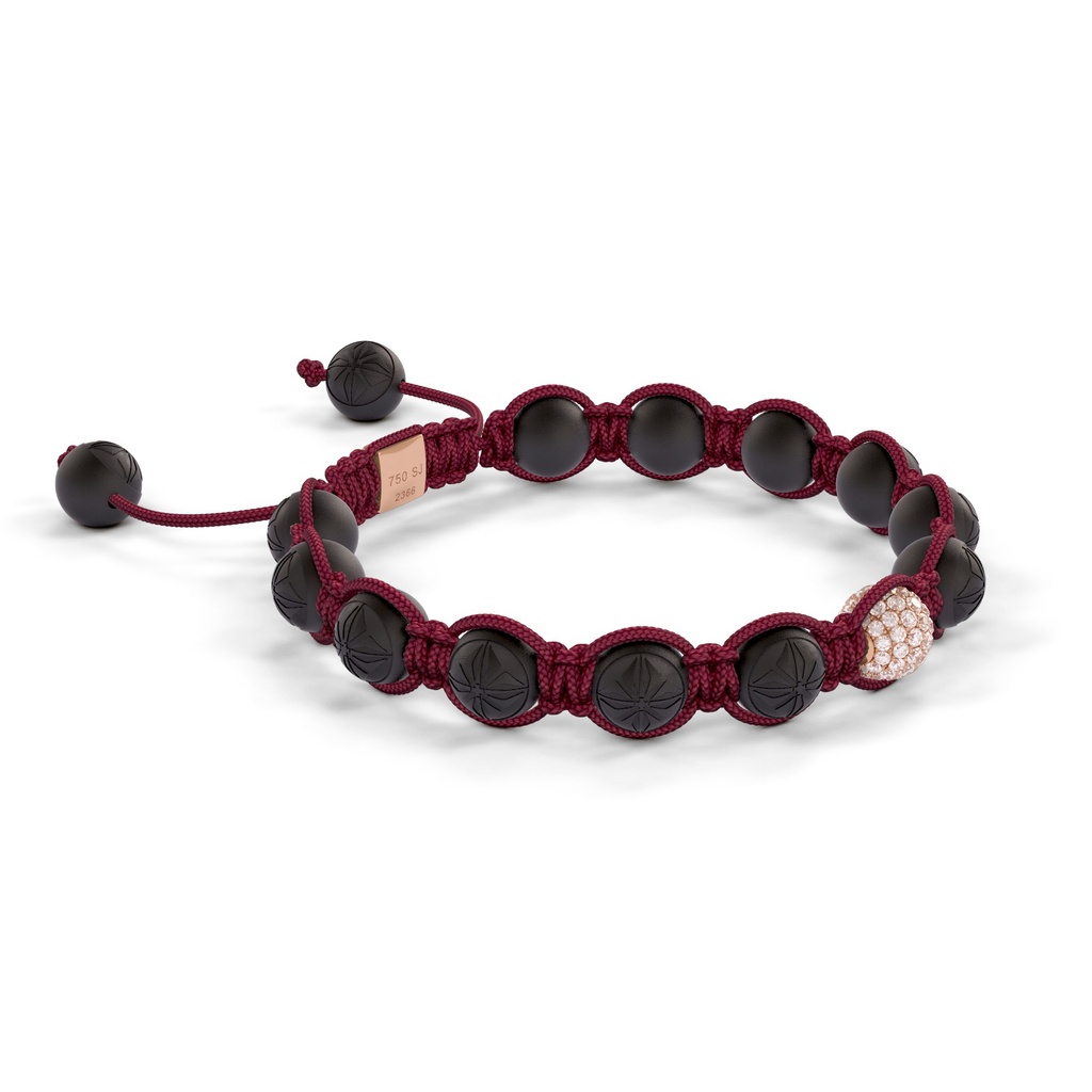 Shamballa Jewels Rose Gold White Diamond 8mm Braided Bracelet (Left View) - D243957