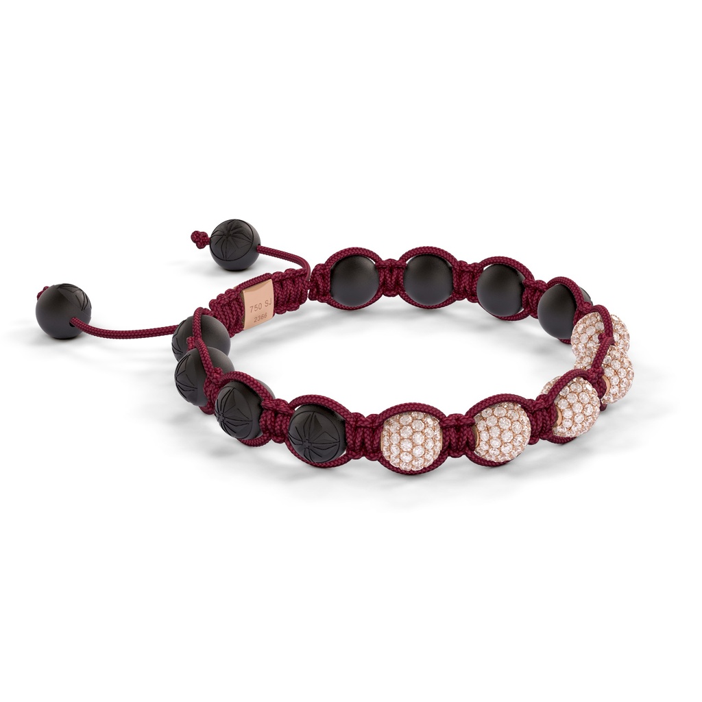 Shamballa Jewels Rose Gold White Diamond 8mm Braided Bracelet (Left View) - D243959