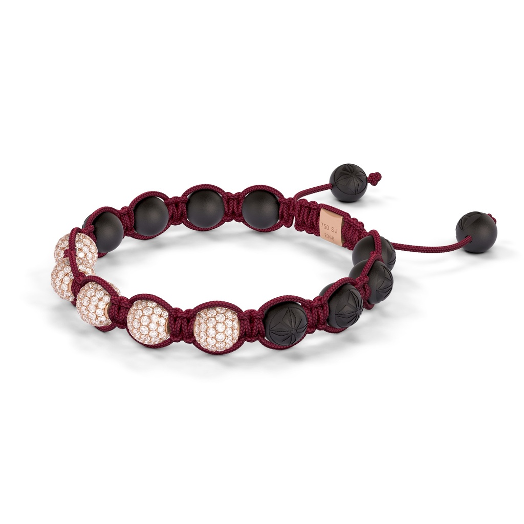 Shamballa Jewels Rose Gold White Diamond 8mm Braided Bracelet (Right View) - D243959