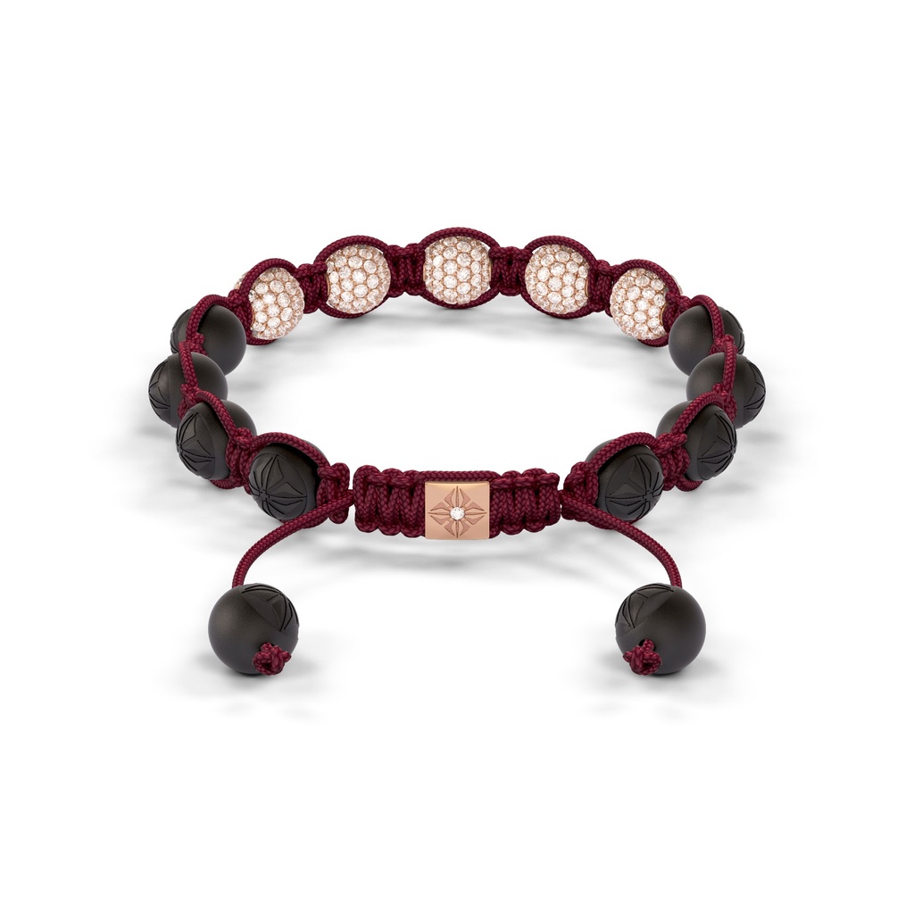 Shamballa Jewels Rose Gold White Diamond 8mm Braided Bracelet (Back View) - D243959