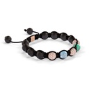 Shamballa Jewels Rose Gold White Diamond, Aquamarine & Emerald 8mm Braided Bracelet (Left View) - D243960