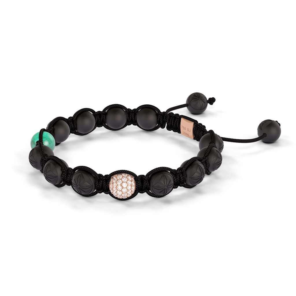 Shamballa Jewels Rose Gold White Diamond & Emerald 8mm Braided Bracelet (Right View) - D243962