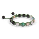Shamballa Jewels Rose Gold White Diamond, Emerald & Aquamarine 8mm Braided Bracelet (Left View) - D243963