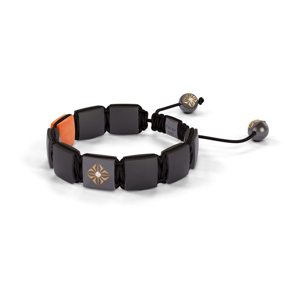 Black Gold White Diamond & Carnelian 10mm Lock Bracelet-D184009-Frost Fratelli (Right View)