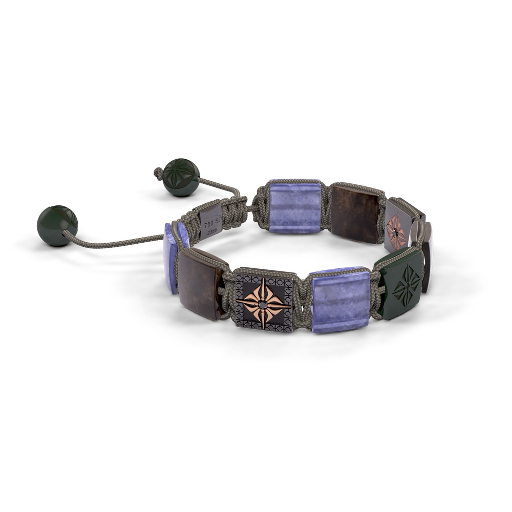 Shamballa Jewels-Rose Gold & Black Gold Black Diamond, Tanzanite, Brown Sapphire & Green Sapphire 10mm Lock Bracelet-D226176-Frost Fratelli (Left View)