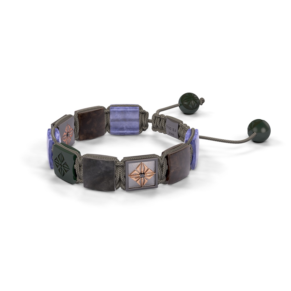 Shamballa Jewels-Rose Gold & Black Gold Black Diamond, Tanzanite, Brown Sapphire & Green Sapphire 10mm Lock Bracelet-D226176-Frost Fratelli (Right View)