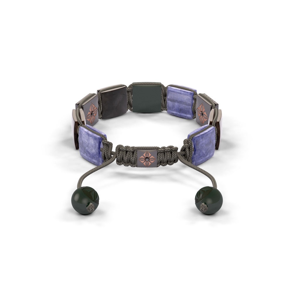 Shamballa Jewels-Rose Gold & Black Gold Black Diamond, Tanzanite, Brown Sapphire & Green Sapphire 10mm Lock Bracelet-D226176-Frost Fratelli (Back View)
