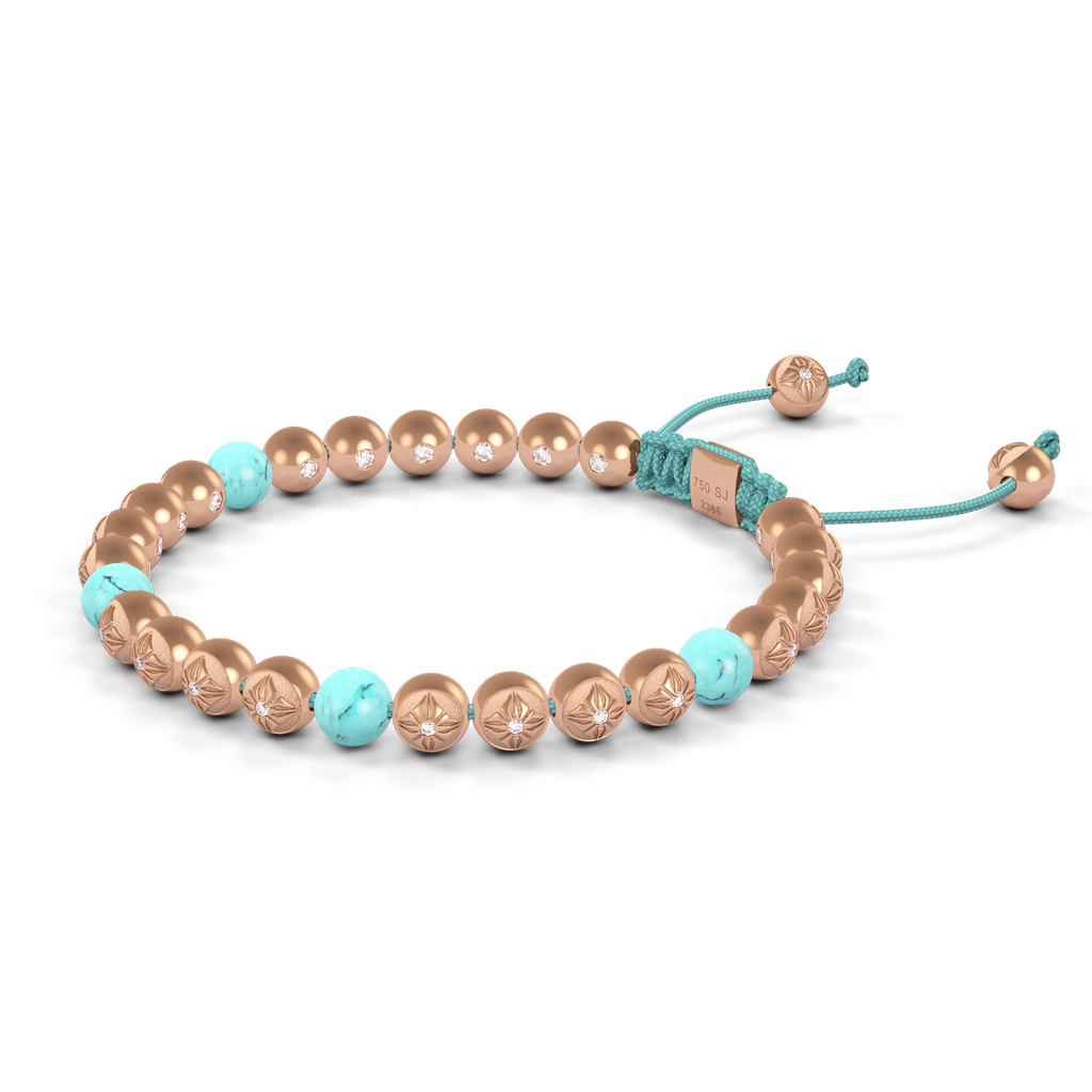 Shamballa Jewels - Rose Gold Turquoise 6mm Bracelet - D246011 - Frost Fratelli