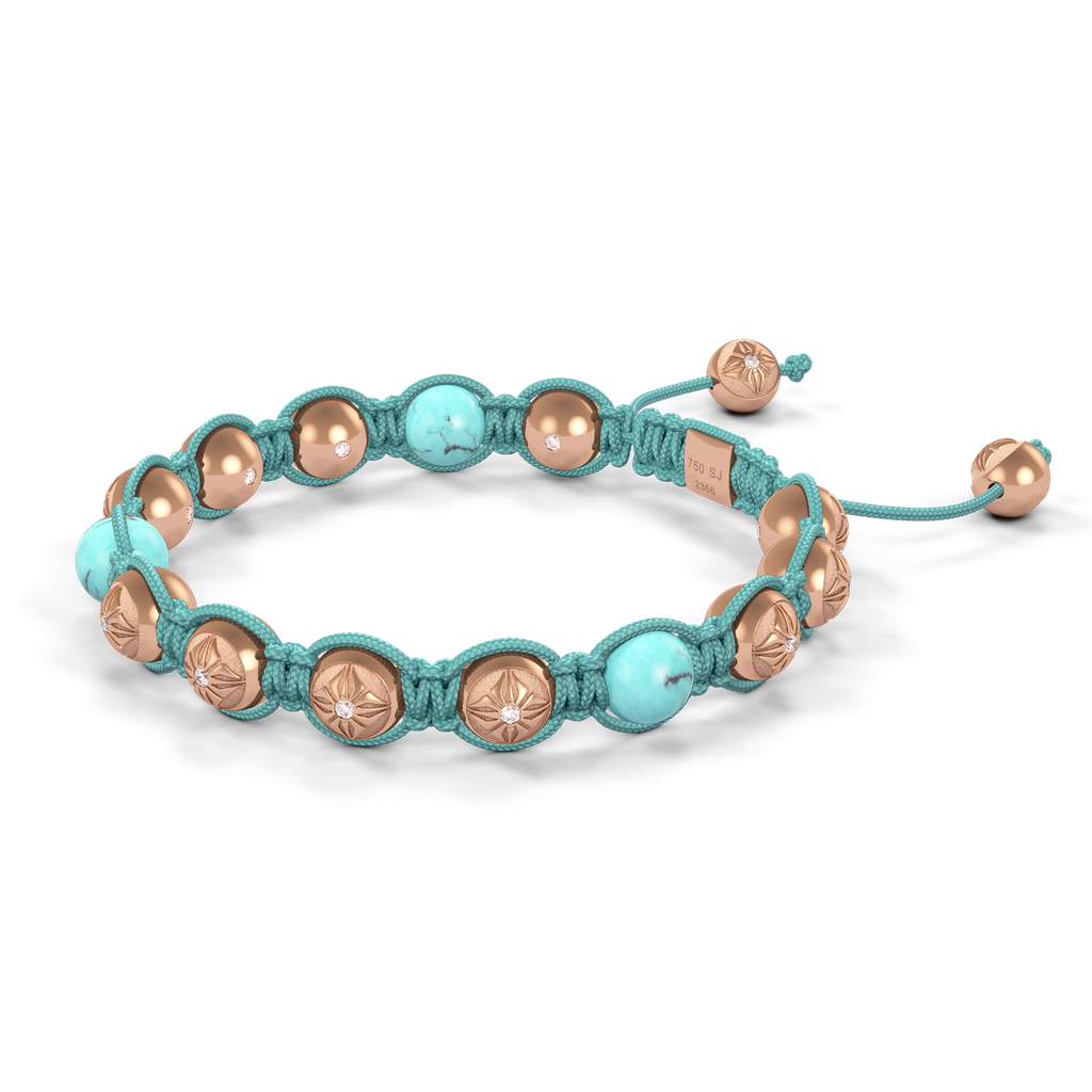 Shamballa Jewels - Rose Gold Turquoise 8mm Braided Bracelet - D246014 - Frost Fratelli