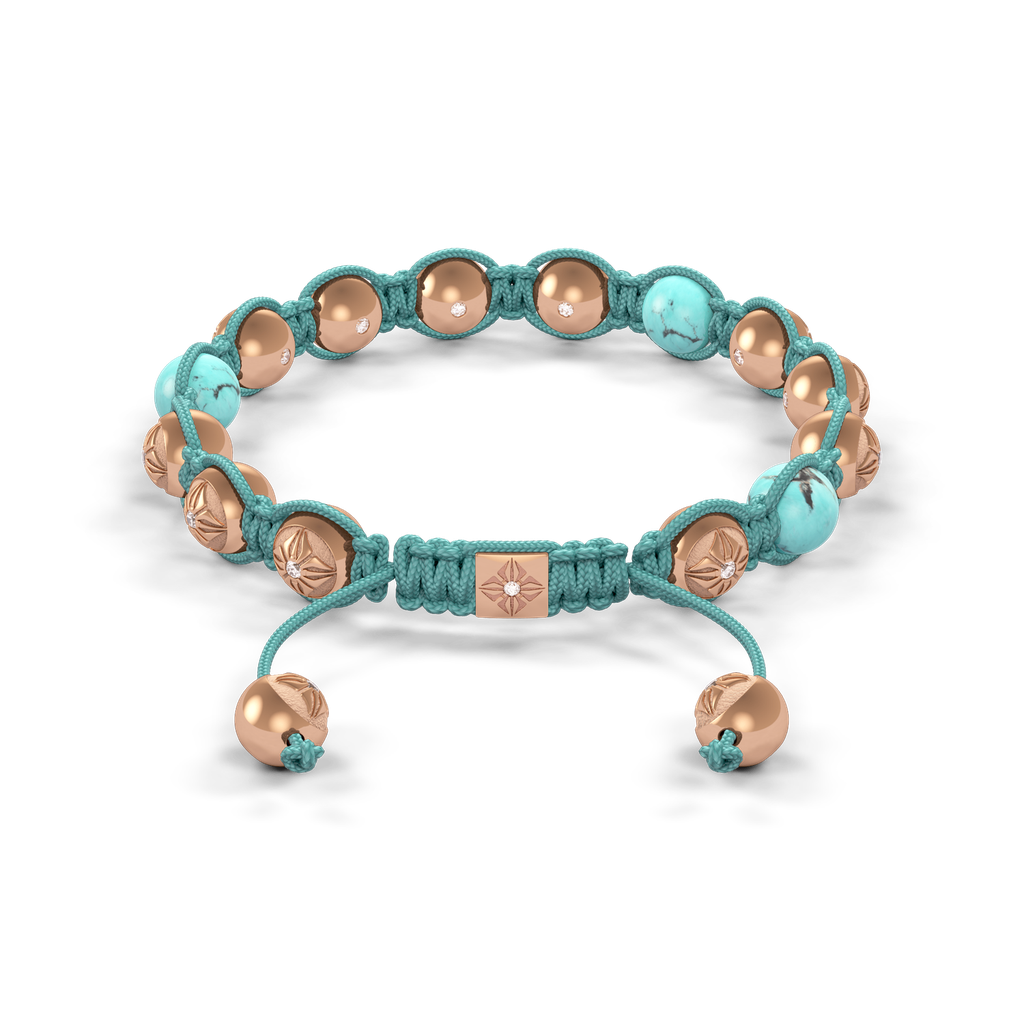Shamballa Jewels - Rose Gold Turquoise 8mm Braided Bracelet - D246014 - Frost Fratelli #2