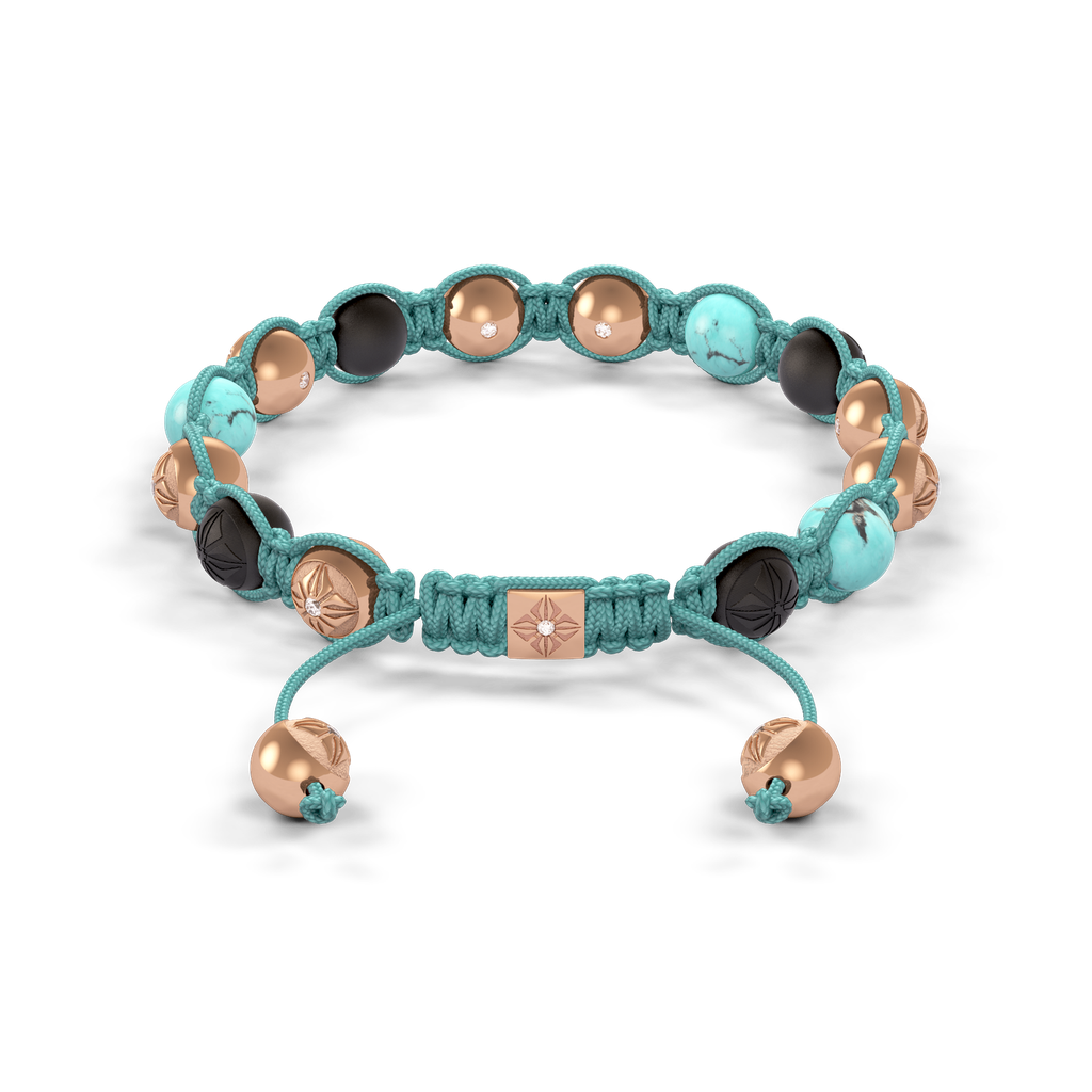 Shamballa Jewels - Rose Gold Turquoise & Ceramic 8mm Braided Bracelet - D246016 - Frost Fratelli #2