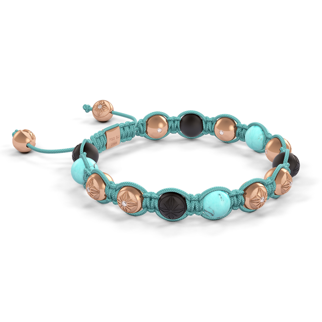 Shamballa Jewels - Rose Gold Turquoise & Ceramic 8mm Braided Bracelet - D246016 - Frost Fratelli #3