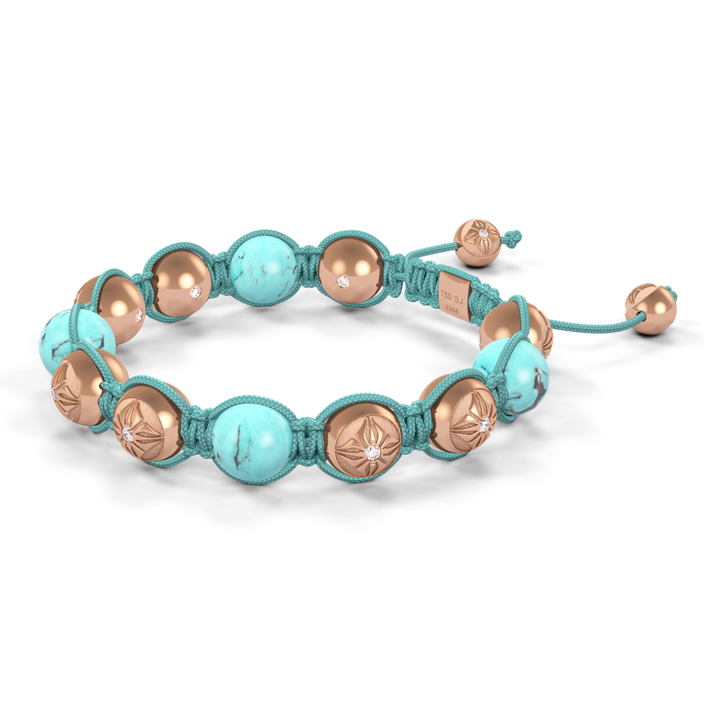Shamballa Jewels - Rose Gold Turquoise 10mm Braided Bracelet - D246020 - Frost Fratelli