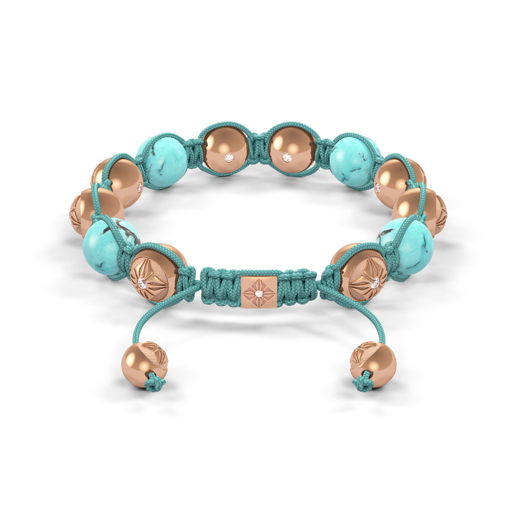 Shamballa Jewels - Rose Gold Turquoise 10mm Braided Bracelet - D246020 - Frost Fratelli #2