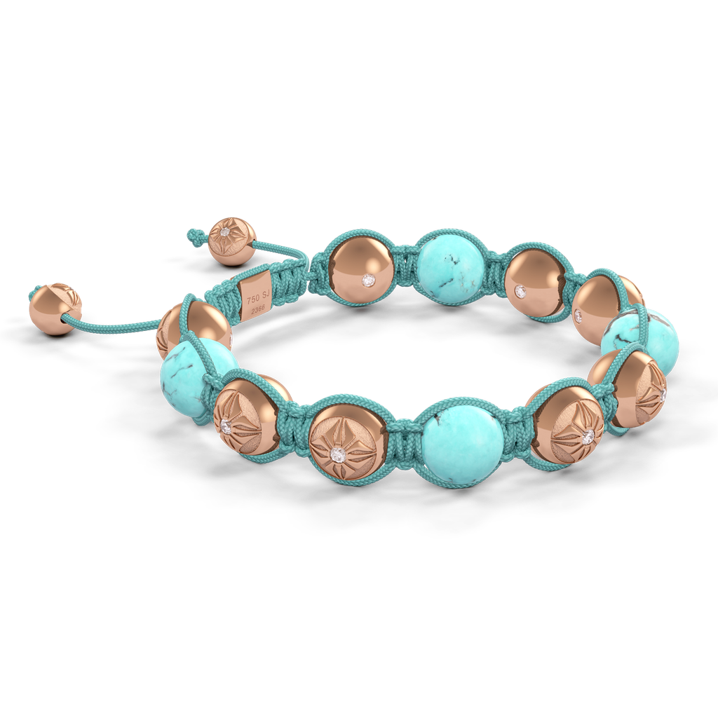 Shamballa Jewels - Rose Gold Turquoise 10mm Braided Bracelet - D246020 - Frost Fratelli #3