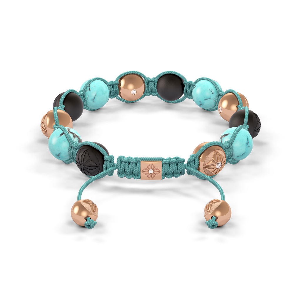 Shamballa Jewels - Rose Gold Turquoise & Ceramic 10mm Braided Bracelet - D246021 - Frost Fratelli #2