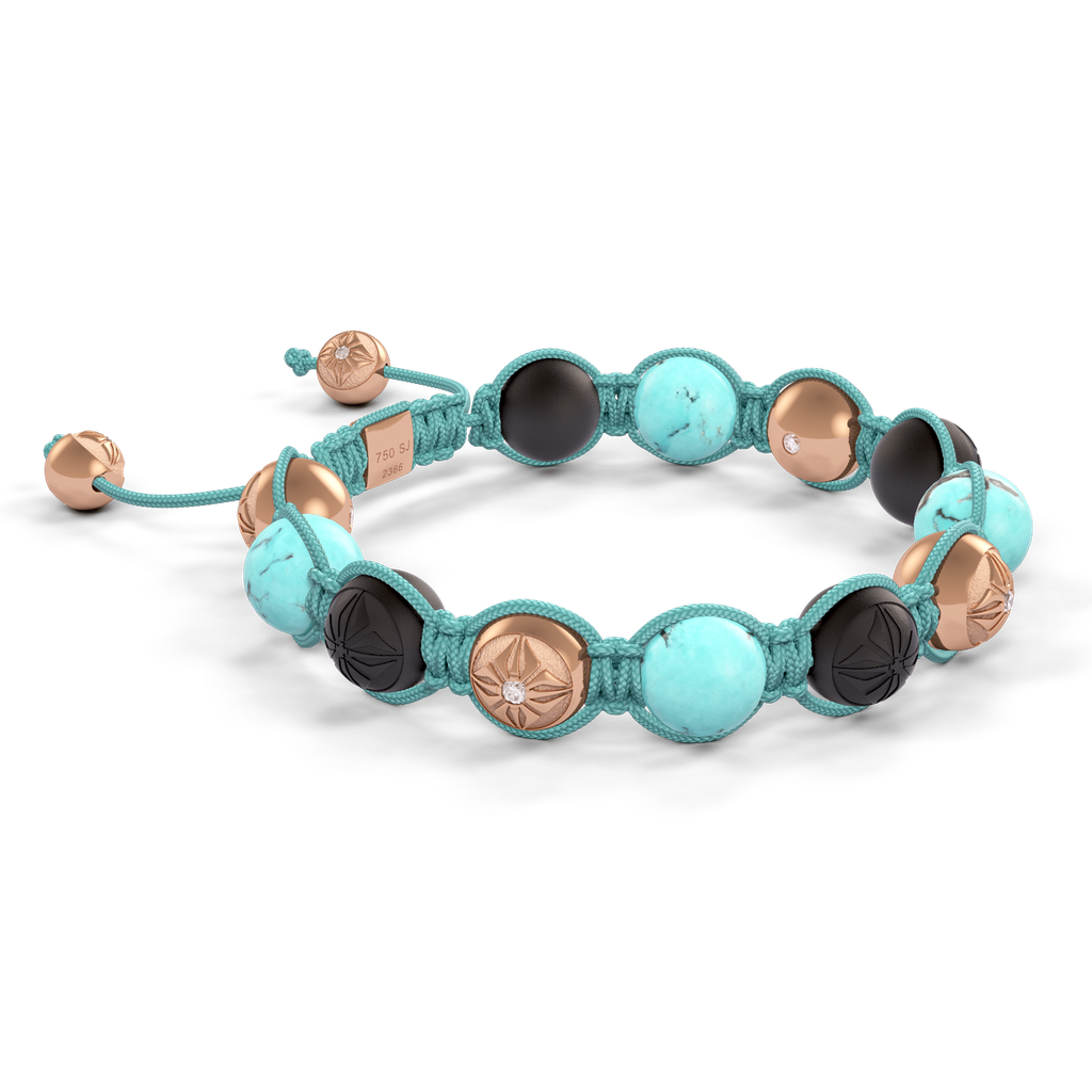 Shamballa Jewels - Rose Gold Turquoise & Ceramic 10mm Braided Bracelet - D246021 - Frost Fratelli #3
