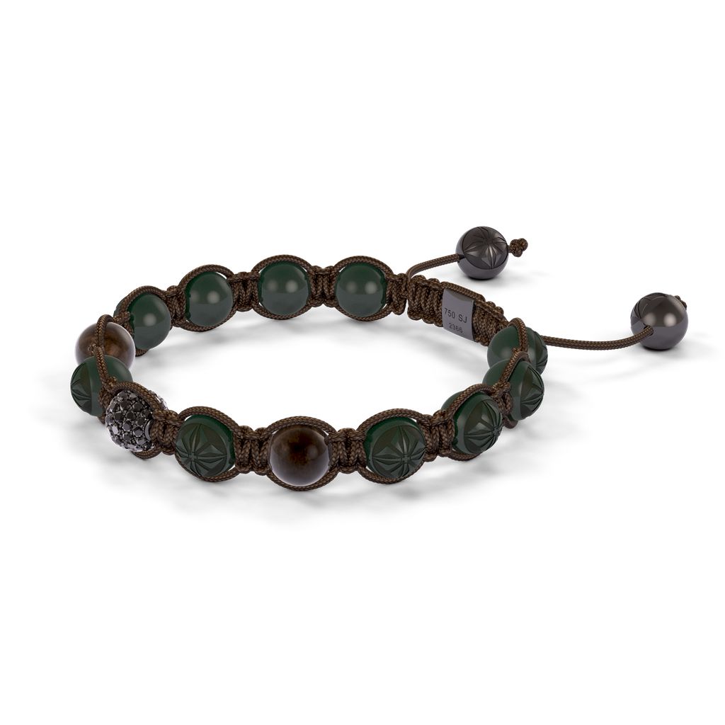 Shamballa Jewels - Black Gold Ceramic, Brown Sapphire & Black Diamond 8mm Braided Bracelet - D247512 - Frost Fratelli