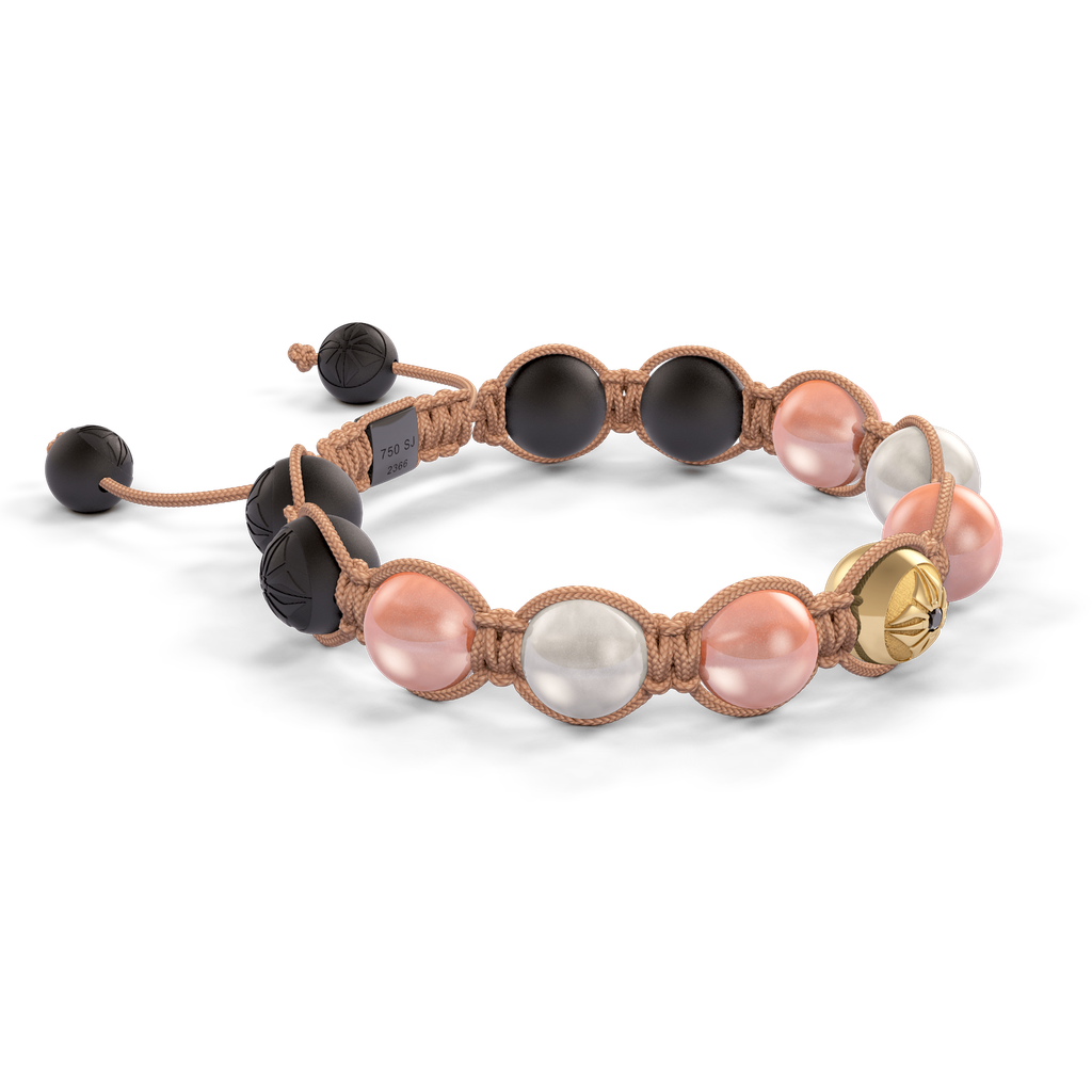 Shamballa Jewels - Black Gold Ceramic, Black Diamond & Pink Moonstone 10mm Braided Bracelet - D247526 - Frost Fratelli #3