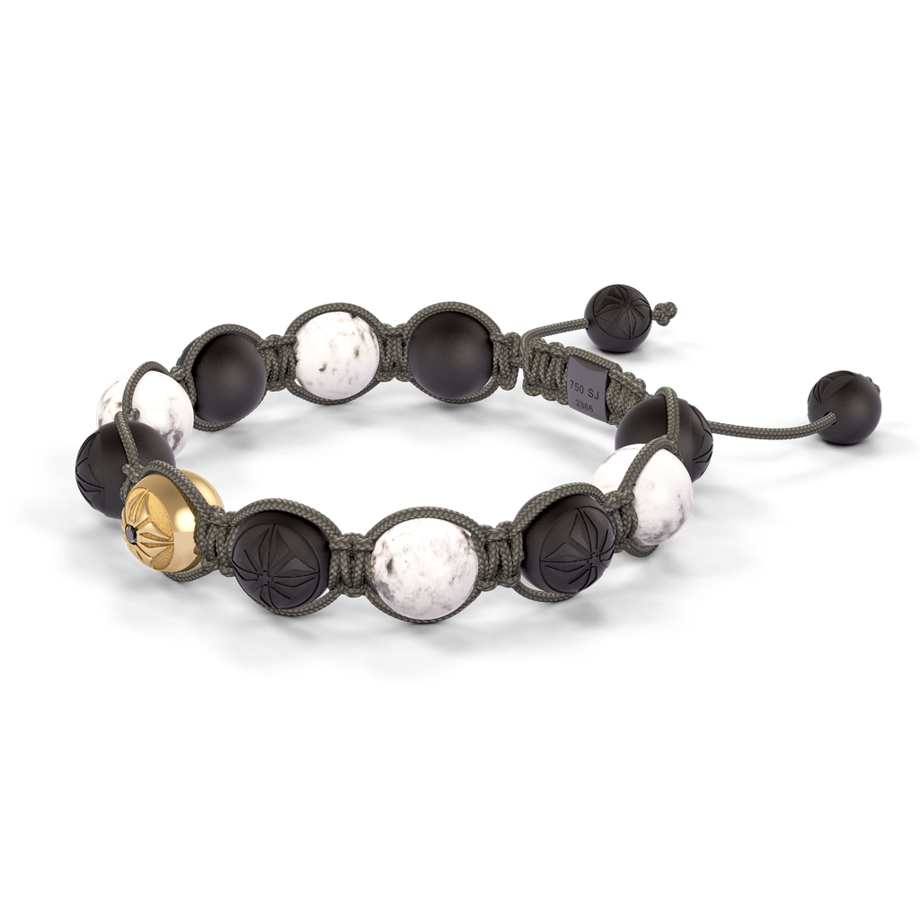 Shamballa Jewels - Yellow Gold Ceramic, Granite & Black Diamond 10mm Braided Bracelet - D247530 - Frost Fratelli