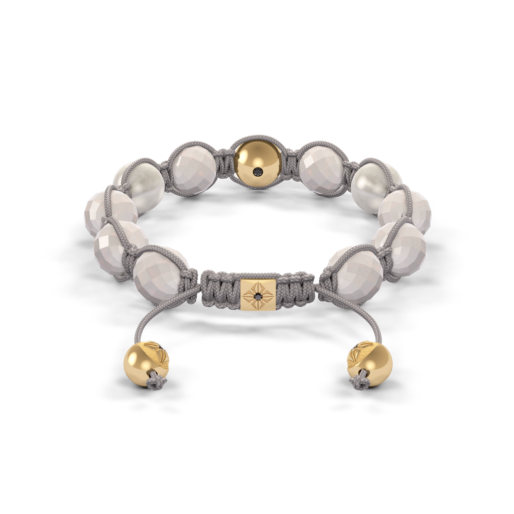 Shamballa Jewels - Yellow Gold Ceramic, Black Diamond & Pink Moonstone 10mm Braided Bracelet - D247531 - Frost Fratelli #2