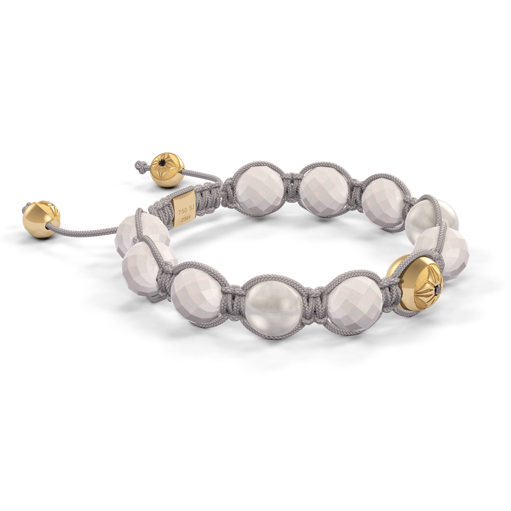 Shamballa Jewels - Yellow Gold Ceramic, Black Diamond & Pink Moonstone 10mm Braided Bracelet - D247531 - Frost Fratelli #3