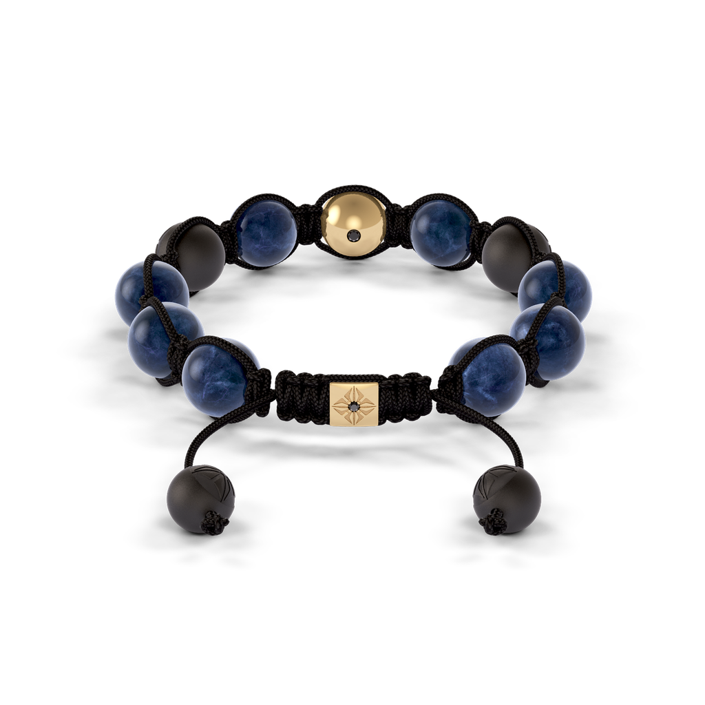 Shamballa Jewels - Yellow Gold Ceramic, Black Diamond & Blue Sapphire 10mm Braided Bracelet - D247534 - Frost Fratelli #2