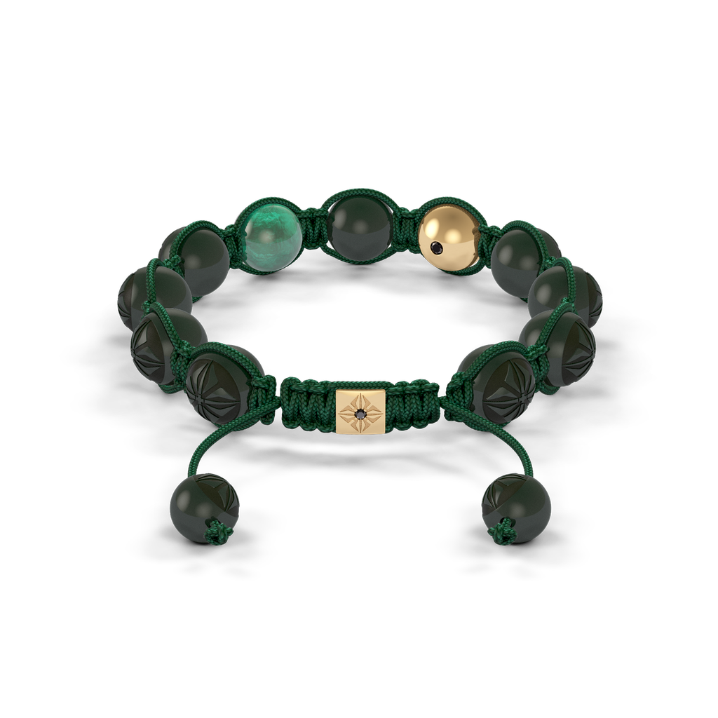 Shamballa Jewels - Yellow Gold Ceramic, Black Diamond & Emerald 10mm Braided Bracelet - D247535 - Frost Fratelli #2