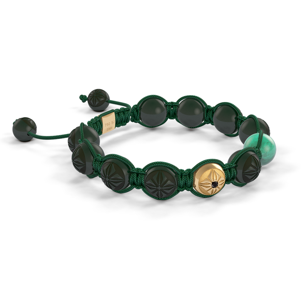 Shamballa Jewels - Yellow Gold Ceramic, Black Diamond & Emerald 10mm Braided Bracelet - D247535 - Frost Fratelli #3