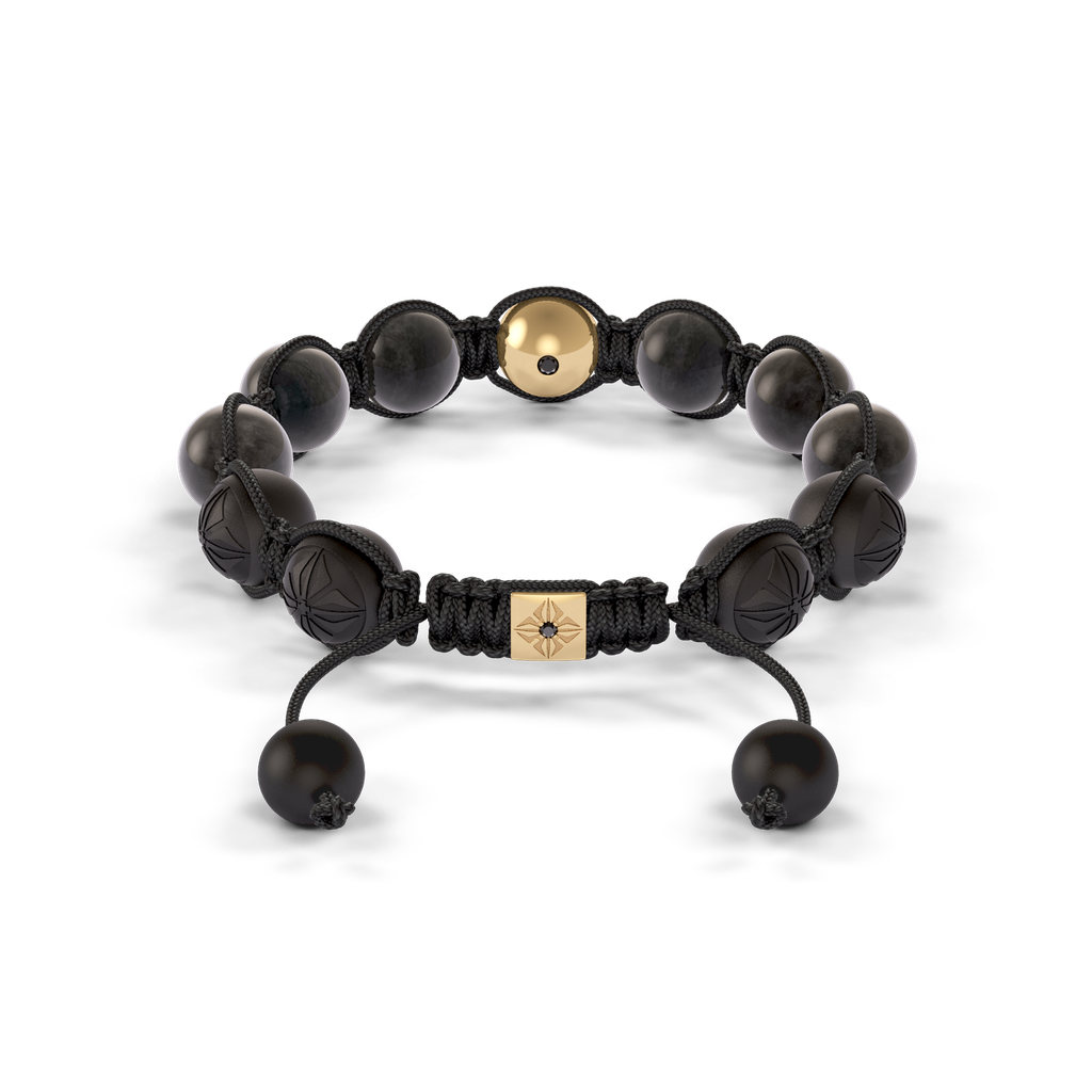 Shamballa Jewels - Yellow Gold Ceramic, Black Diamond & Grey Sapphire 10mm Braided Bracelet - D247537 - Frost Fratelli #2