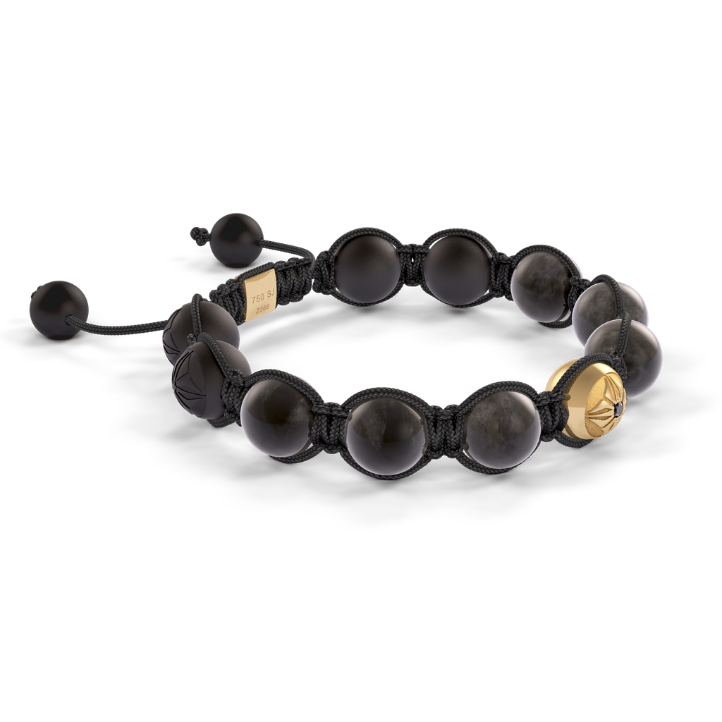 Shamballa Jewels - Yellow Gold Ceramic, Black Diamond & Grey Sapphire 10mm Braided Bracelet - D247537 - Frost Fratelli #3