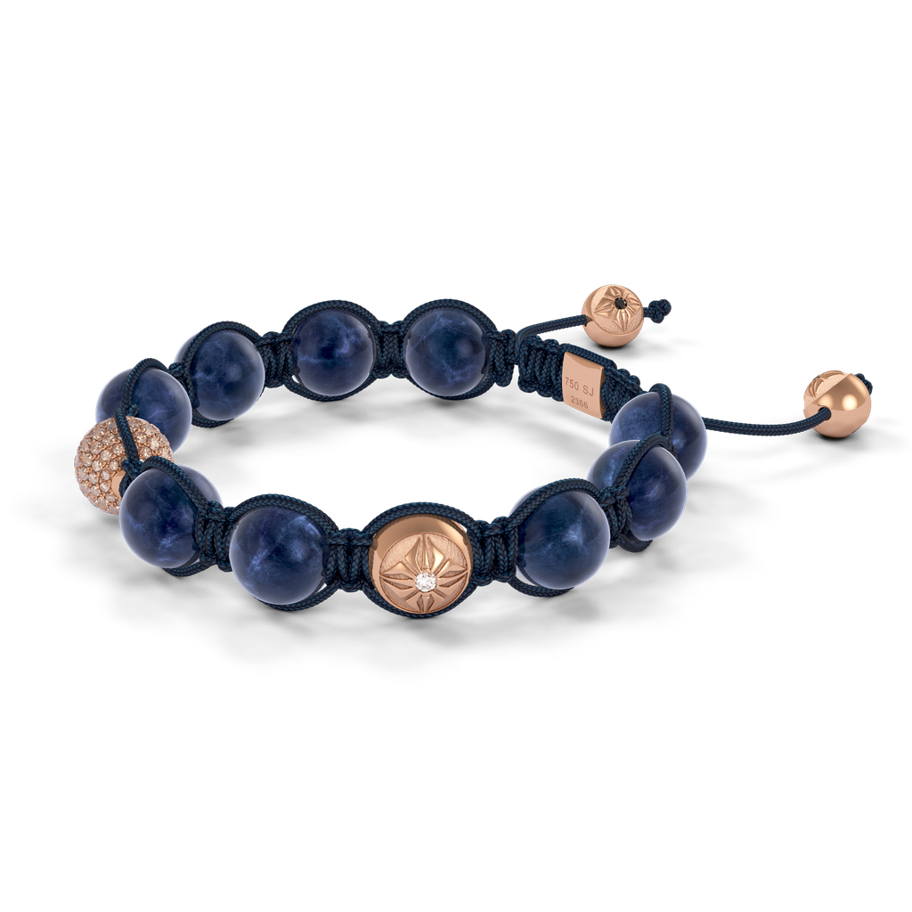 Shamballa Jewels - Rose Gold Ceramic, Grey Sapphire & Champagne Diamond 10mm Braided Bracelet - D247540 - Frost Fratelli