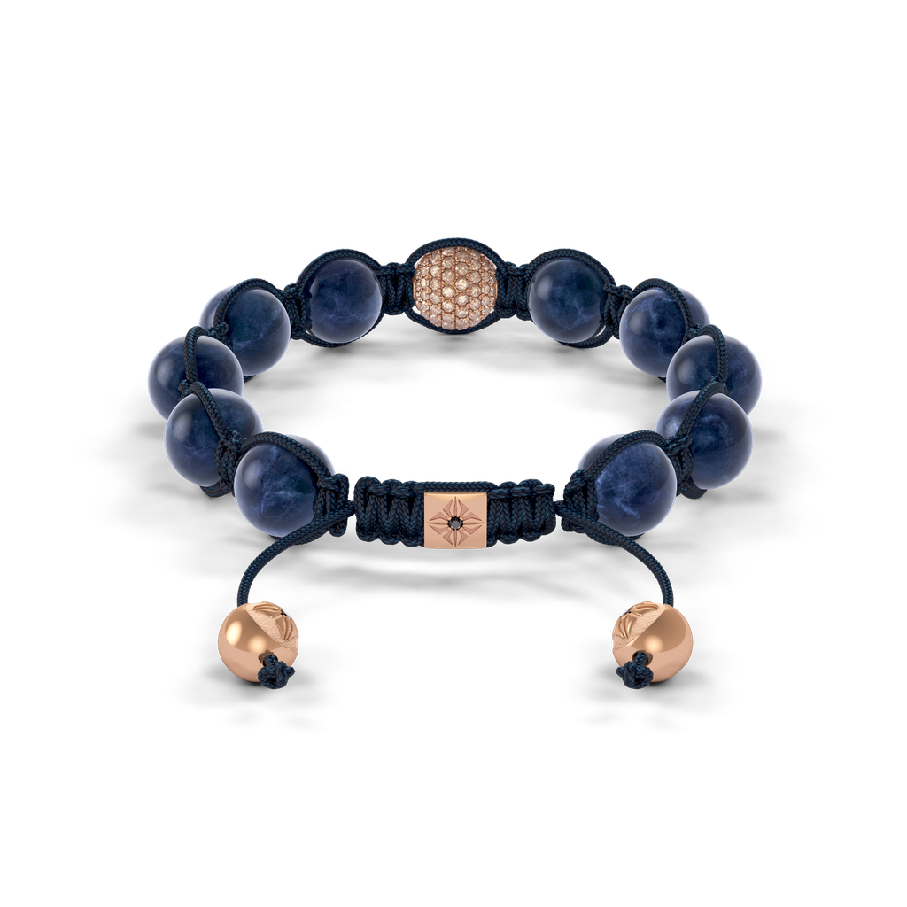 Shamballa Jewels - Rose Gold Ceramic, Champagne Diamond & Blue Sapphire 10mm Braided Bracelet - D247543 - Frost Fratelli #2