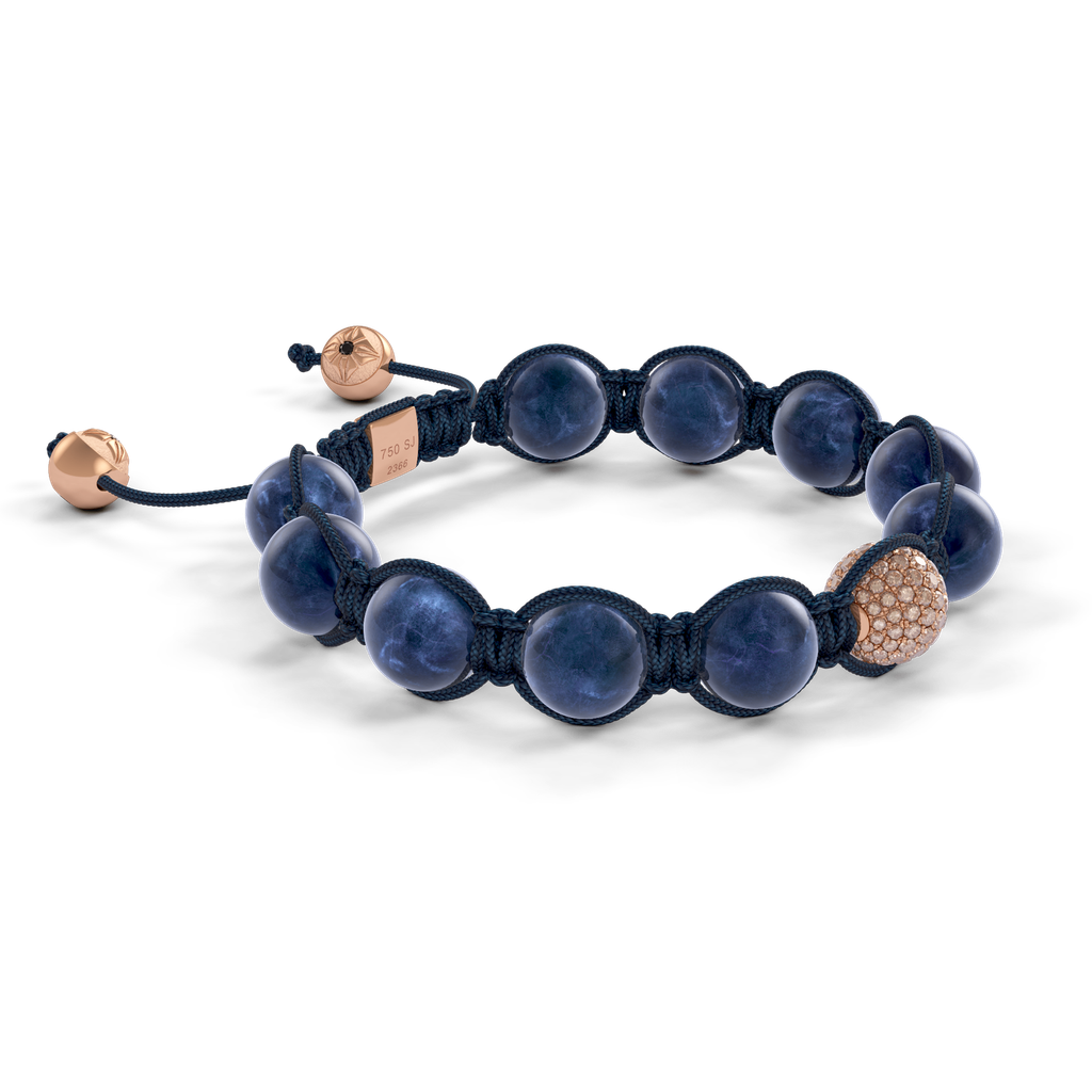 Shamballa Jewels - Rose Gold Ceramic, Champagne Diamond & Blue Sapphire 10mm Braided Bracelet - D247543 - Frost Fratelli #3