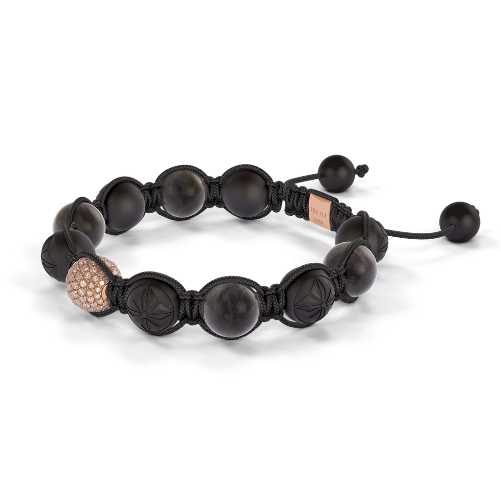 Shamballa Jewels - Rose Gold Grey Sapphire, Champagne Diamond & Ceramic 10mm Braided Bracelet - D247550 - Frost Fratelli