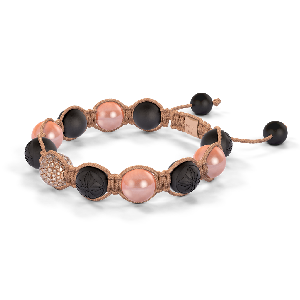 Shamballa Jewels - Rose Gold Champagne Diamond & Ceramic 10mm Braided Bracelet - D247553 - Frost Fratelli