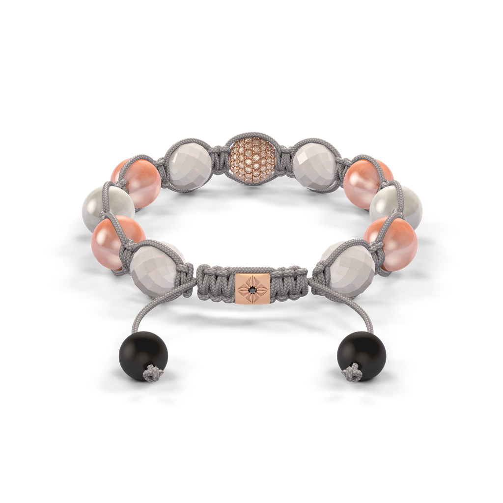 Shamballa Jewels - Rose Gold Champagne Diamond, Pink Moonstone & Ceramic 10mm Braided Bracelet - D247554 - Frost Fratelli #2
