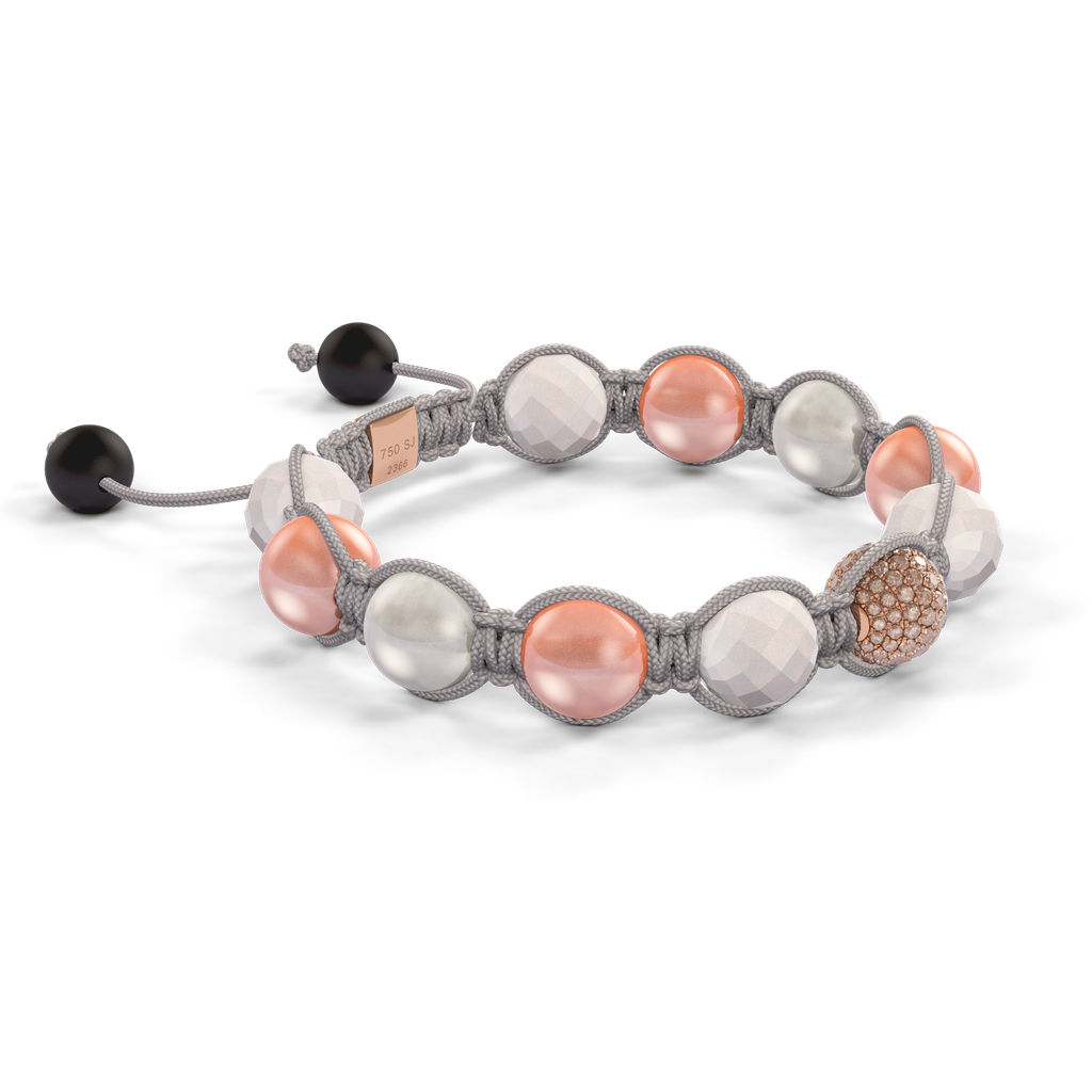 Shamballa Jewels - Rose Gold Champagne Diamond, Pink Moonstone & Ceramic 10mm Braided Bracelet - D247554 - Frost Fratelli #3