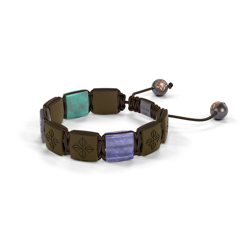 Shamballa Jewels - Black Gold Champagne Diamond, Tanzanite, Turquoise & Ceramic 10mm Bracelet - - Frost Fratelli (Right View)