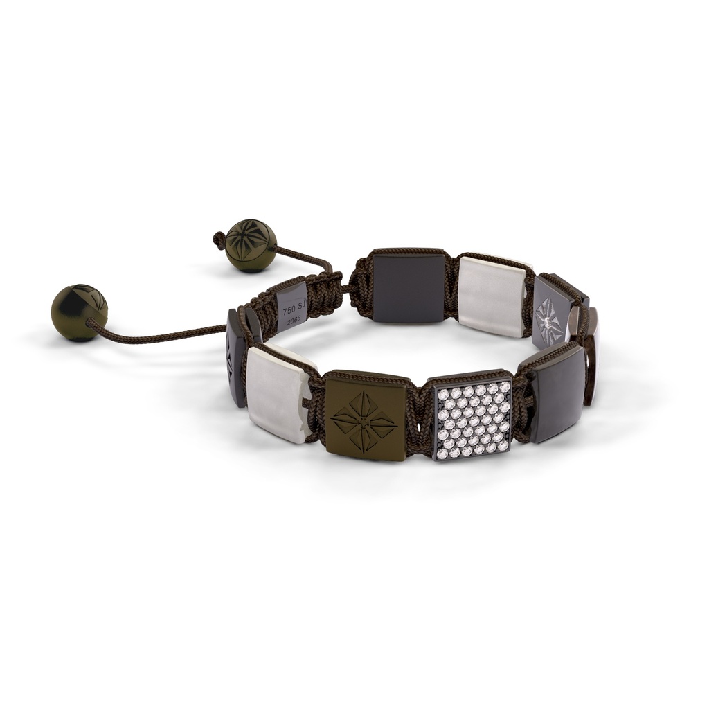 Shamballa Jewels - Black Gold Champagne Diamond, Brown Sapphire, Grey Sapphire, Grey Moonstone & Ceramic 10mm Lock Bracelet - - Frost Fratelli (Left View)