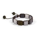 Shamballa Jewels - Black Gold Champagne Diamond, Brown Sapphire, Grey Sapphire, Grey Moonstone & Ceramic 10mm Lock Bracelet - - Frost Fratelli (Left View)